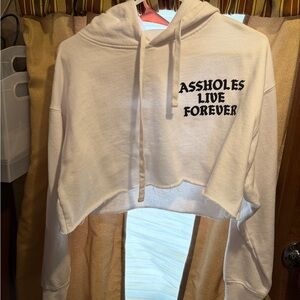 Assholes live forever crop hoodie